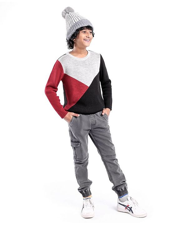 Pine Kids Full Sleeves Color Block Sweater - Multicolor