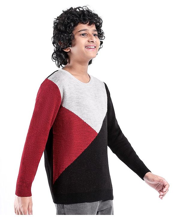 Pine Kids Full Sleeves Color Block Sweater - Multicolor