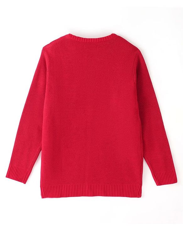 Pine Kids Full Sleeves Sweater With Champion Print - Red