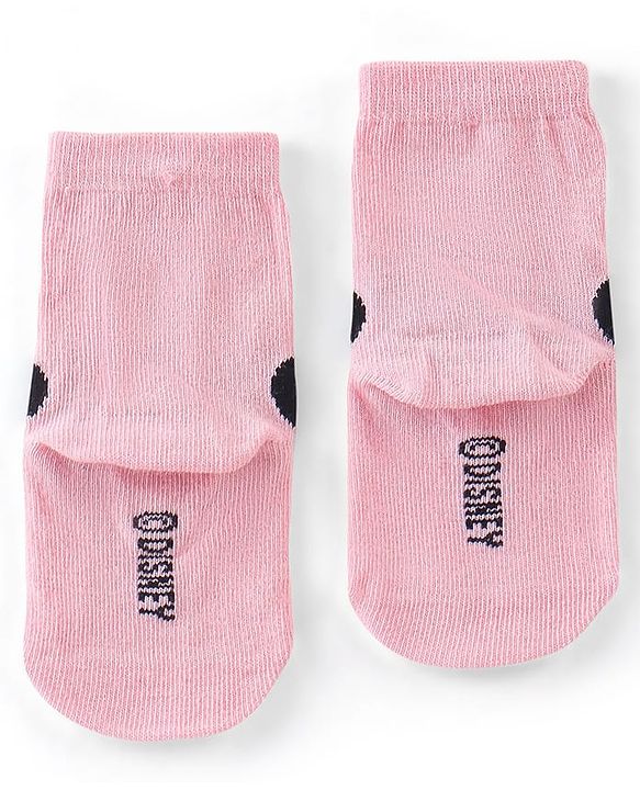 Cute Walk Disney by Babyhug Cotton Knit Anti Bacterial Ankle Length Socks Minnie Mouse Design Pack of 3 - Black Pink & Grey