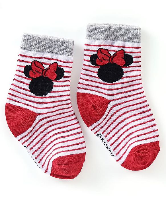 Cute Walk Disney By Babyhug Anti Bacterial Ankle Length Socks Minnie Mouse Design Pack Of 3 - Multicolour