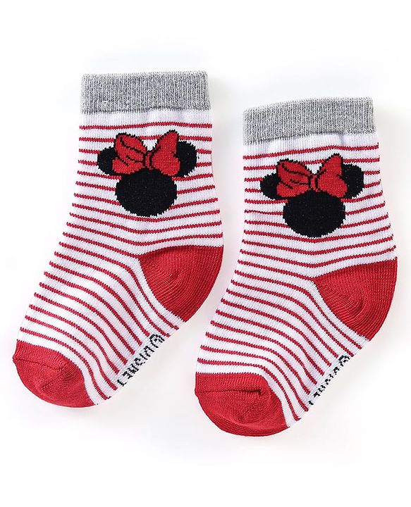 Cute Walk Disney By Babyhug Anti Bacterial Ankle Length Socks Minnie Mouse Design Pack Of 3 - Multicolour