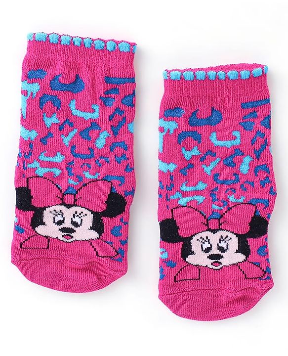Cute Walk Disney By Babyhug Anti Bacterial Ankle Length Socks Minnie Mouse Design Pack Of 3 - Multicolour