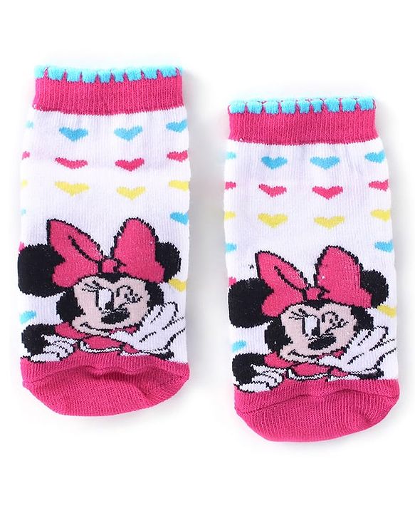 Cute Walk Disney By Babyhug Anti Bacterial Ankle Length Socks Minnie Mouse Design Pack Of 3 - Multicolour