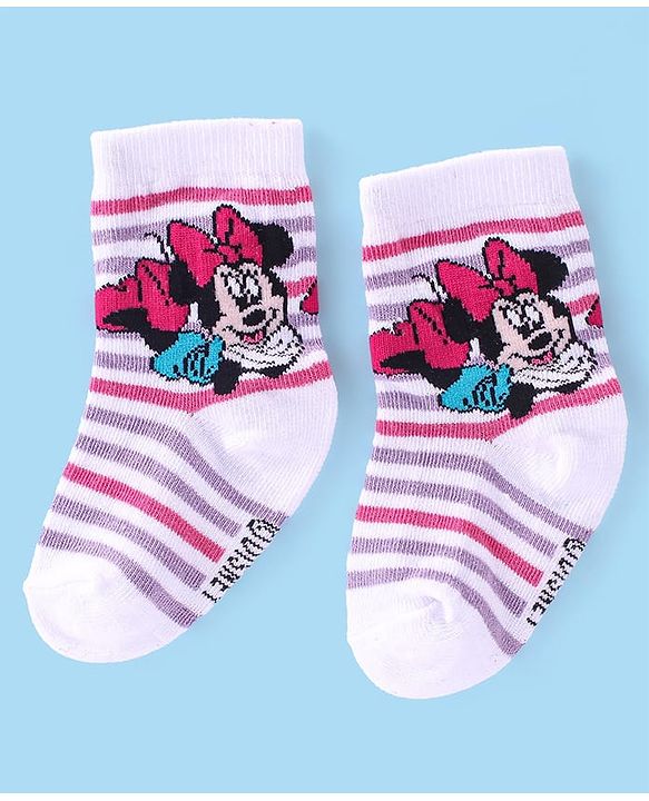 Cutewalk Disney By Babyhug Anti Bacterial Ankle Length Socks Minnie Mouse Design Pack Of 3 - Multicolour