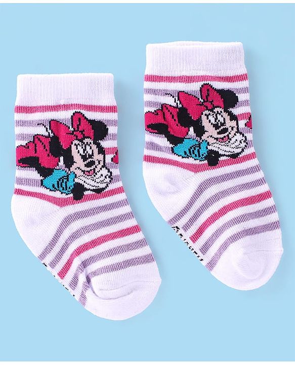 Cutewalk Disney By Babyhug Anti Bacterial Ankle Length Socks Minnie Mouse Design Pack Of 3 - Multicolour