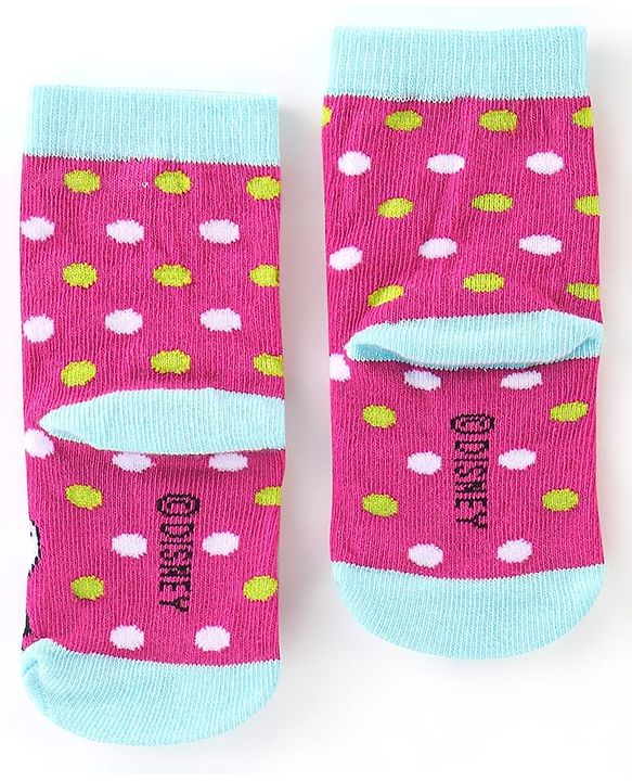 Cute Walk By Babyhug Anti Bacterial Non Terry Ankle Length Minnie Mouse Print Socks Pack Of 3 - Pink & Blue