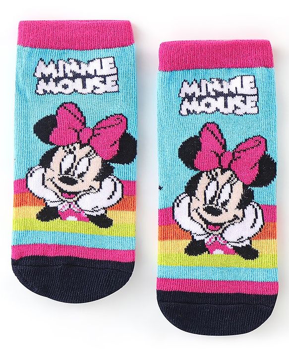 Cute Walk By Babyhug Anti Bacterial Non Terry Ankle Length Minnie Mouse Print Socks Pack Of 3 - Multicolor