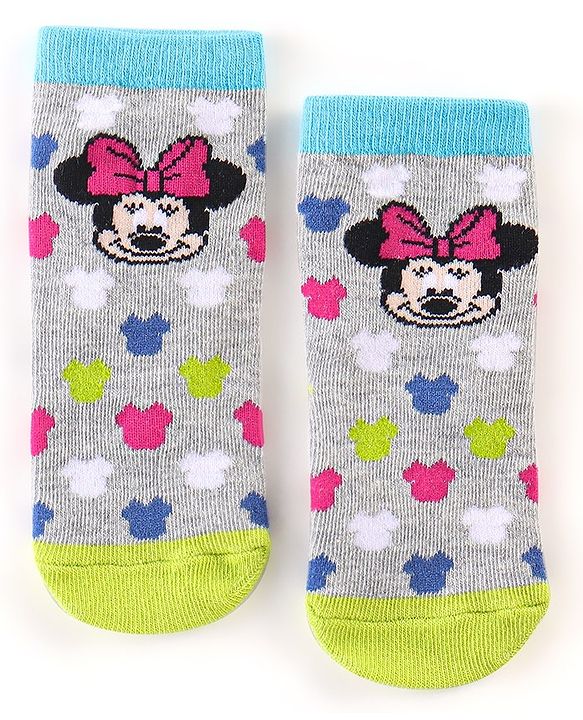 Cute Walk By Babyhug Anti Bacterial Non Terry Ankle Length Minnie Mouse Print Socks Pack Of 3 - Multicolor