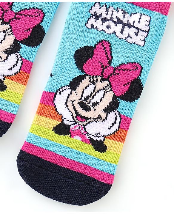 Cute Walk By Babyhug Anti Bacterial Non Terry Ankle Length Minnie Mouse Print Socks Pack Of 3 - Multicolor