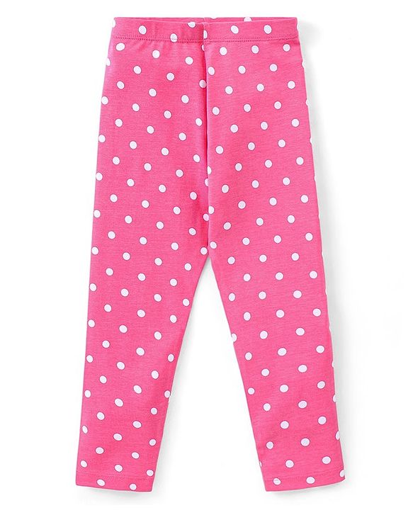 Babyhug Cotton Lycra Knit Full Length Polka Dots & Floral Printed Leggings Pack of 2 - Multicolour