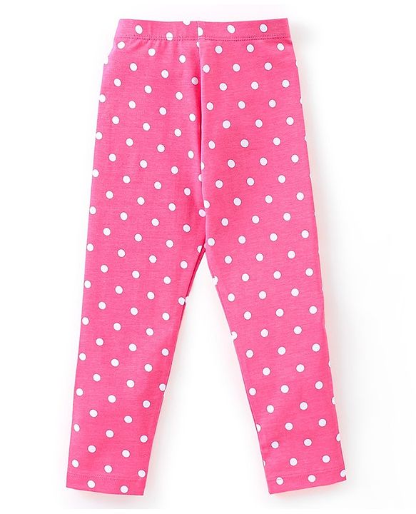 Babyhug Cotton Lycra Knit Full Length Polka Dots & Floral Printed Leggings Pack of 2 - Multicolour