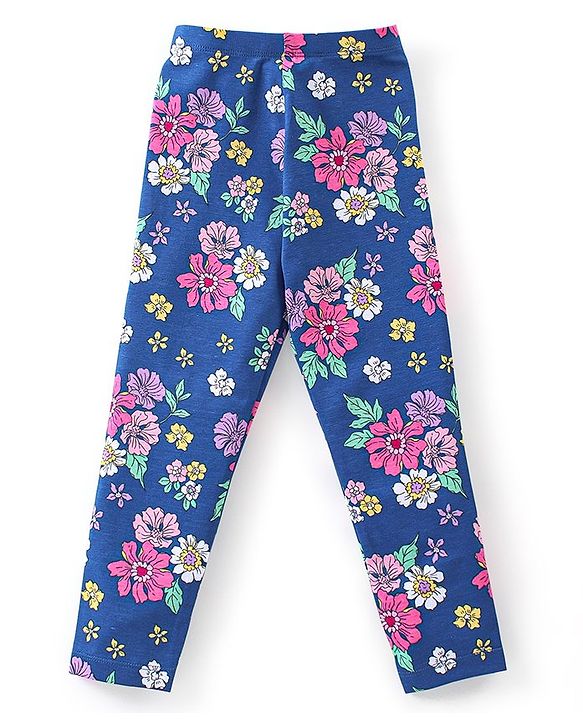 Babyhug Cotton Lycra Knit Full Length Polka Dots & Floral Printed Leggings Pack of 2 - Multicolour