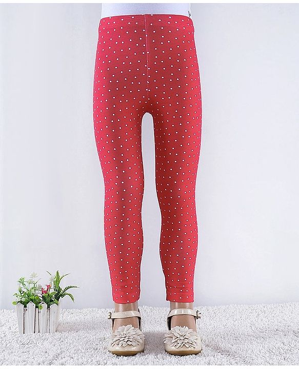 Babyhug Cotton Lycra Knit Full Length Polka Dots & Floral Printed Leggings Pack of 2 - Multicolour