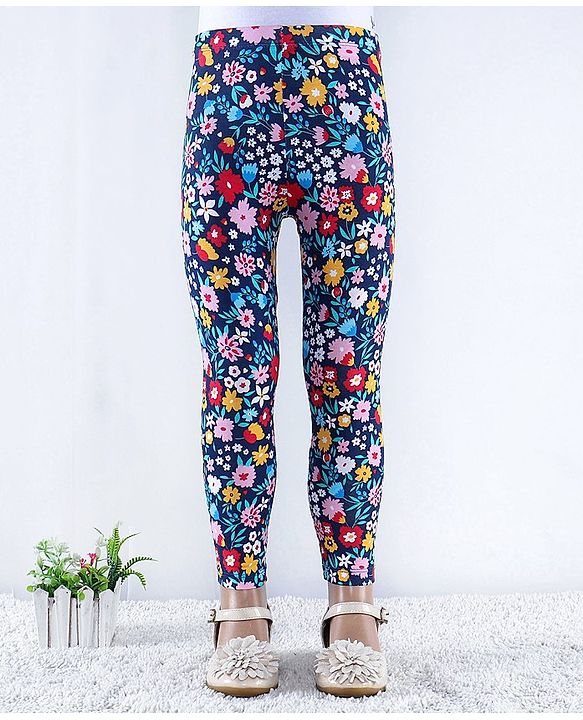 Babyhug Cotton Lycra Knit Full Length Polka Dots & Floral Printed Leggings Pack of 2 - Multicolour