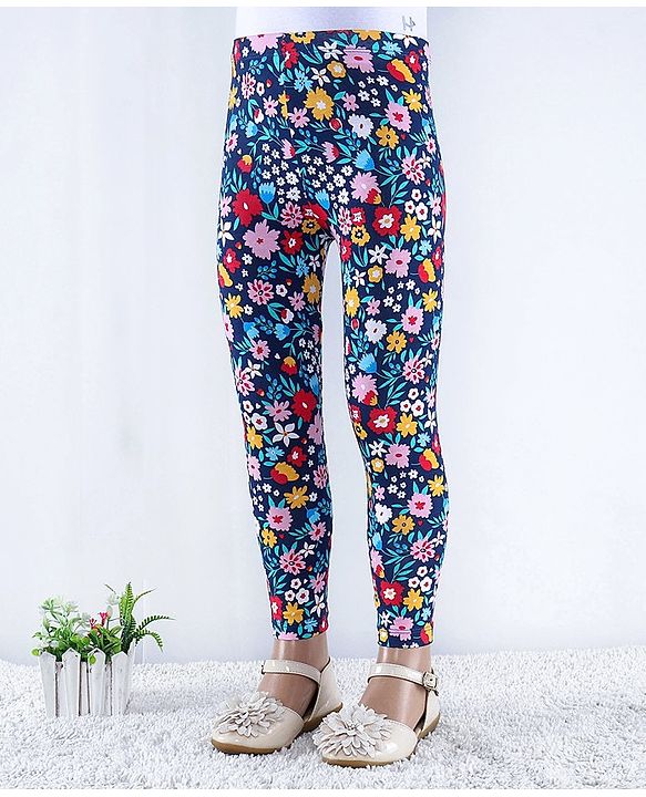 Babyhug Cotton Lycra Knit Full Length Polka Dots & Floral Printed Leggings Pack of 2 - Multicolour