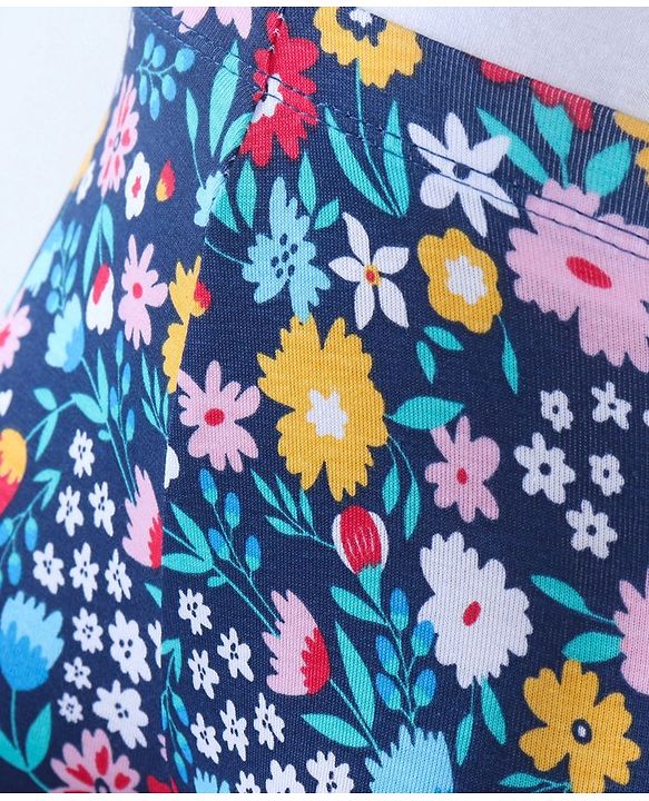 Babyhug Cotton Lycra Knit Full Length Polka Dots & Floral Printed Leggings Pack of 2 - Multicolour
