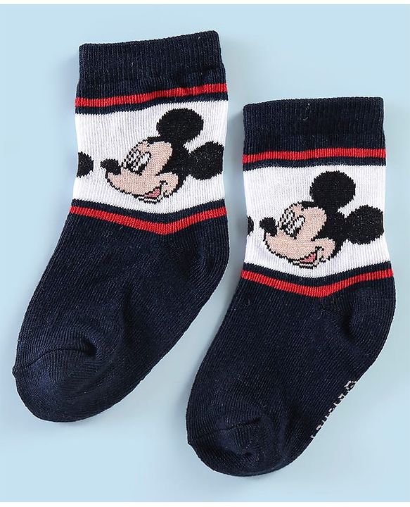 Cute Walk Disney By Babyhug Anti Bacterial Ankle Length Socks Mickey Mouse Design Pack Of 3 - Multicolour