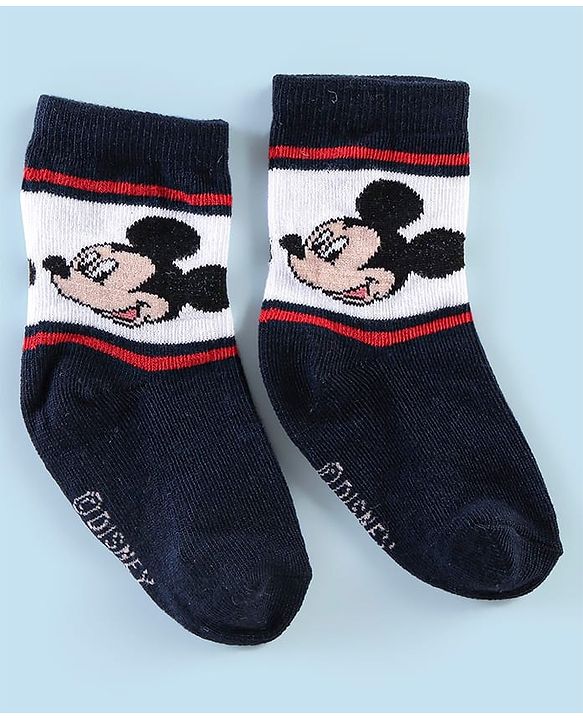 Cute Walk Disney By Babyhug Anti Bacterial Ankle Length Socks Mickey Mouse Design Pack Of 3 - Multicolour