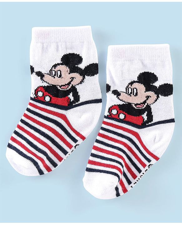 Cute Walk Disney By Babyhug Anti Bacterial Ankle Length Socks Mickey Mouse Design Pack Of 3 - Multicolour
