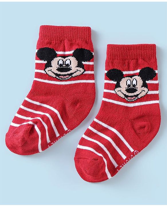 Cute Walk Disney By Babyhug Anti Bacterial Ankle Length Socks Mickey Mouse Design Pack Of 3 - Multicolour