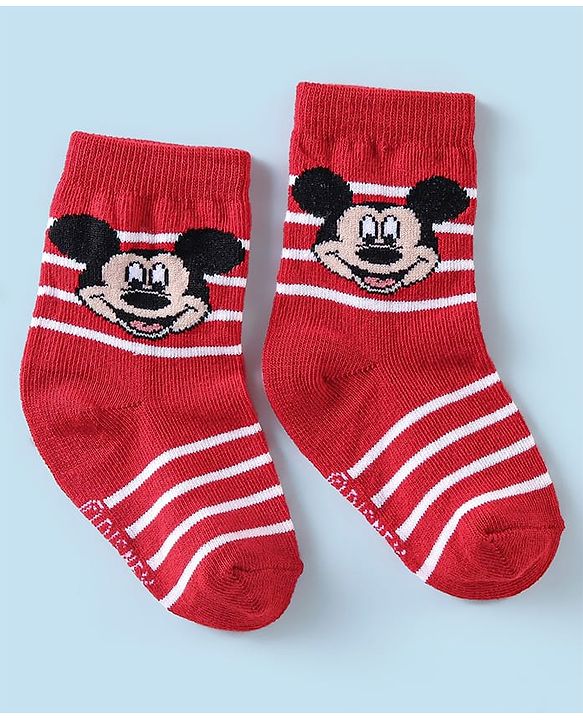 Cute Walk Disney By Babyhug Anti Bacterial Ankle Length Socks Mickey Mouse Design Pack Of 3 - Multicolour