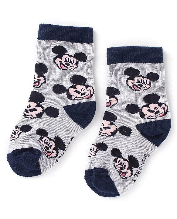 Cute Walk Disney By Babyhug Anti Bacterial Ankle Length Socks Mickey Mouse Design Pack Of 3 - Multicolour