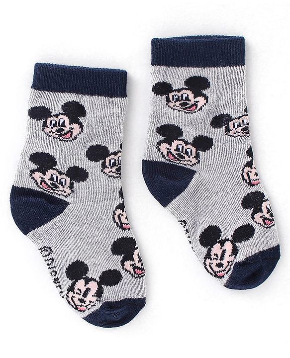 Cute Walk Disney By Babyhug Anti Bacterial Ankle Length Socks Mickey Mouse Design Pack Of 3 - Multicolour