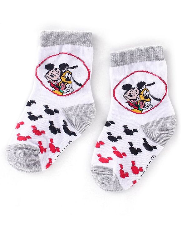 Cute Walk Disney By Babyhug Anti Bacterial Ankle Length Socks Mickey Mouse Design Pack Of 3 - Multicolour
