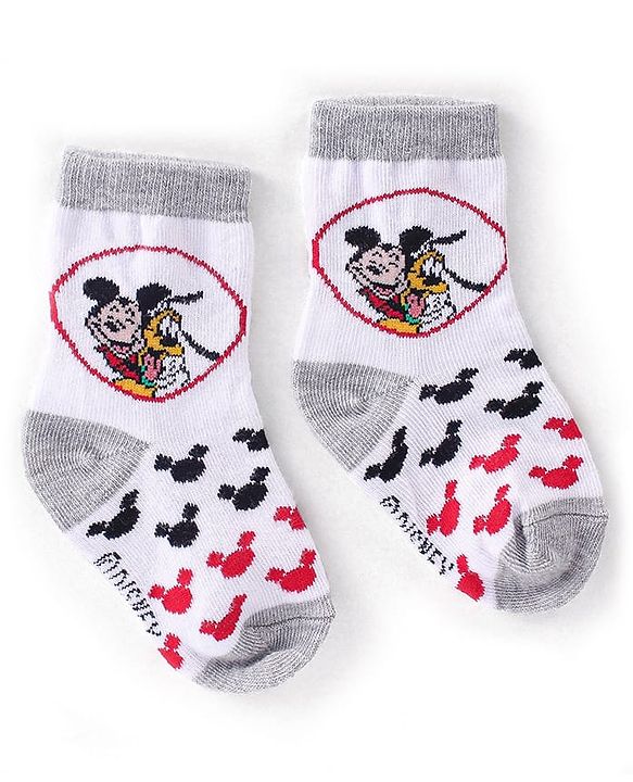 Cute Walk Disney By Babyhug Anti Bacterial Ankle Length Socks Mickey Mouse Design Pack Of 3 - Multicolour