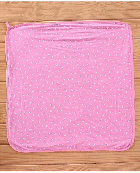 Babyhug Cotton Terry Knit Hedgehog Print Two Layer Towel with Hood L 76 x B 76 cm - Pink