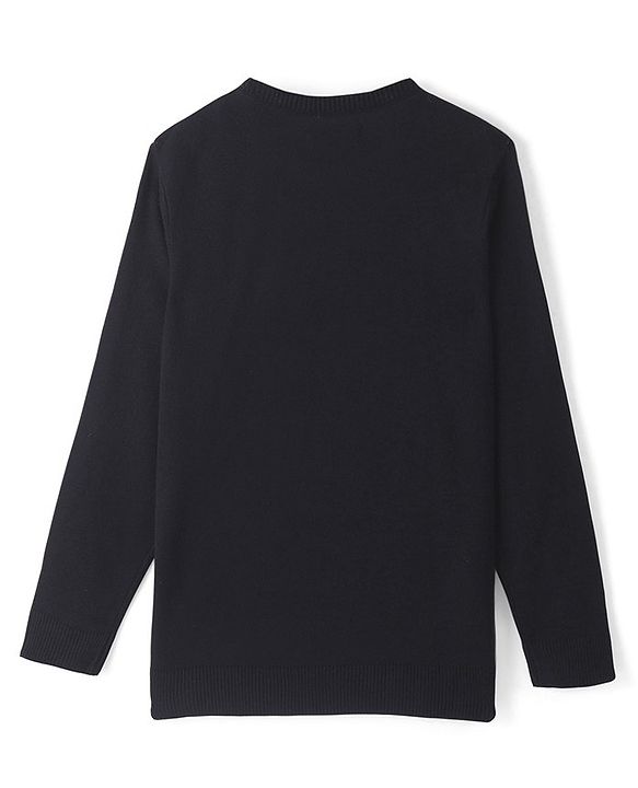 Pine Kids  Full Sleeves Jaquard Sweater Floral Design - Black