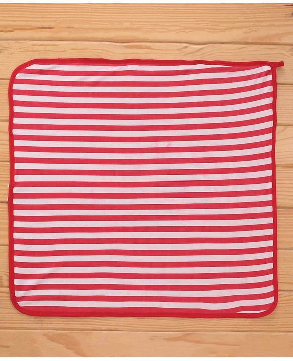 Babyhug Knit Terry Hooded Two Layer Bath Towel with Fox Print L 76 X B 76 cm - Red