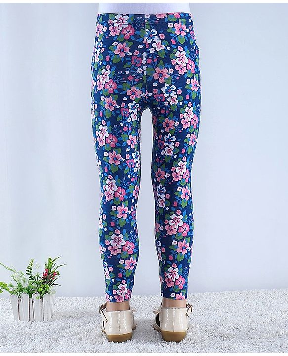 Babyhug Cotton Lycra Knit Full Length Hearts & Floral Printed Leggings Pack of 2 - Multicolour