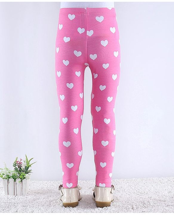 Babyhug Cotton Lycra Knit Full Length Hearts & Floral Printed Leggings Pack of 2 - Multicolour