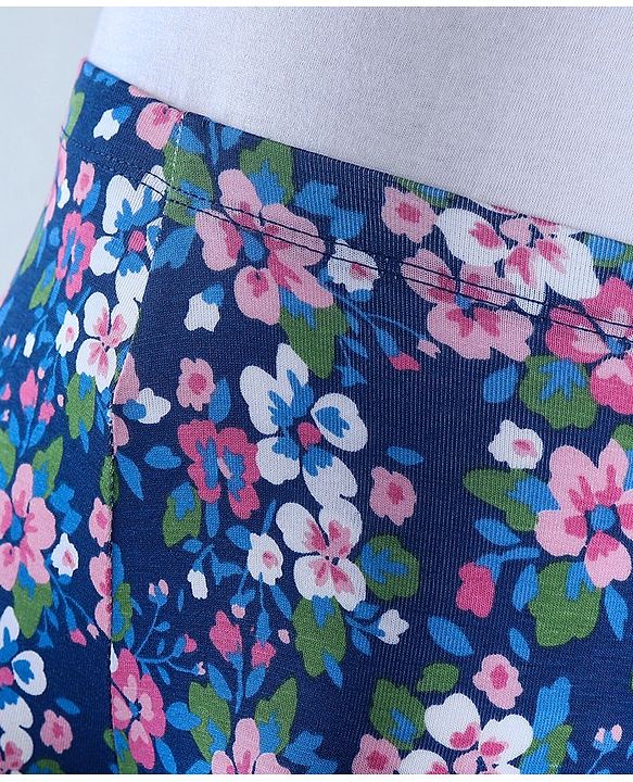 Babyhug Cotton Lycra Knit Full Length Hearts & Floral Printed Leggings Pack of 2 - Multicolour