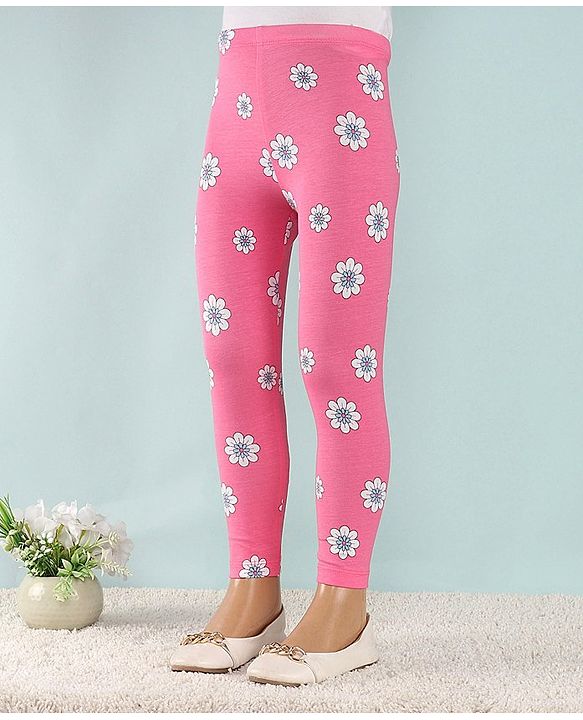 Babyhug Cotton Lycra Full Length Leggings With Stretch Floral Print Pack of 2 - Multicolor