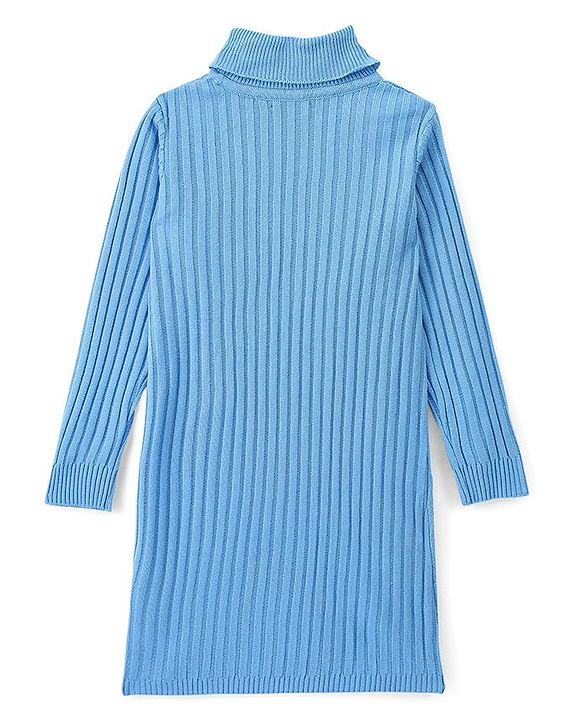 Pine Kids Full Sleeves Cable Knit Sweater Dress - Light Blue