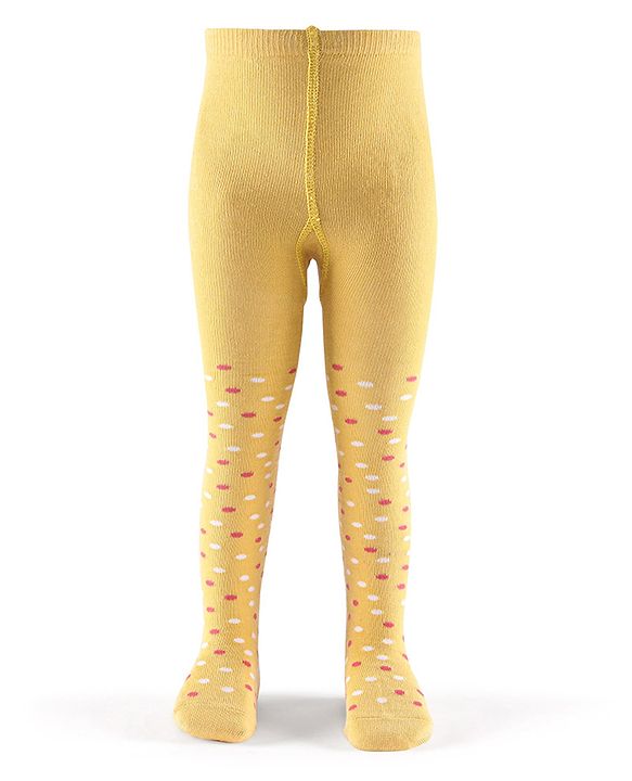 Cutewalk by Babyhug Non Terry Footed Anti Bacterial Polka Dot Design Tights  - Yellow