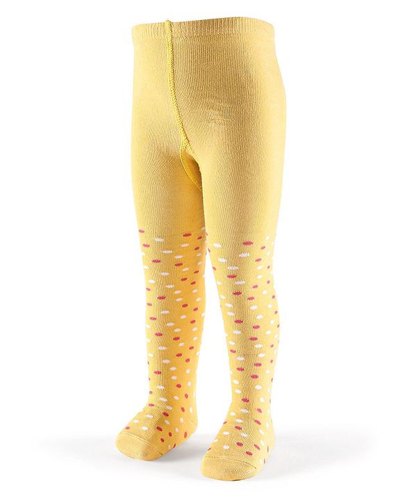 Cutewalk by Babyhug Non Terry Footed Anti Bacterial Polka Dot Design Tights  - Yellow
