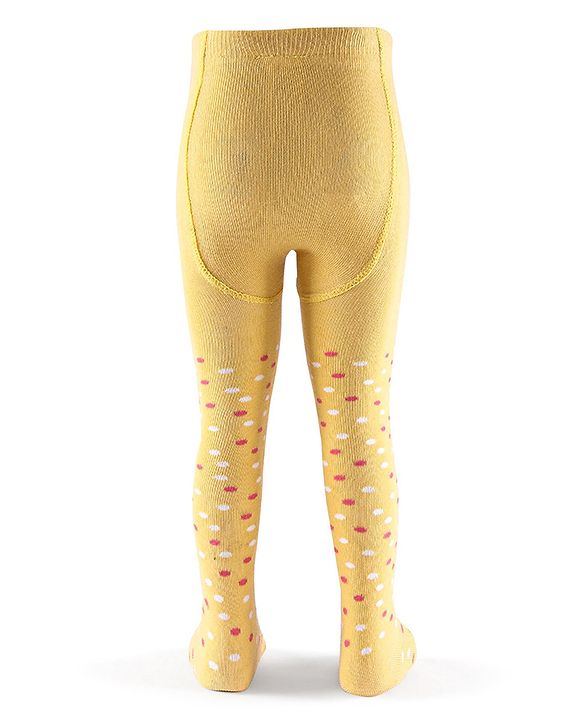 Cutewalk by Babyhug Non Terry Footed Anti Bacterial Polka Dot Design Tights  - Yellow