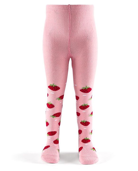 Cutewalk by Babyhug Non Terry Footed Anti Bacterial Strawberry Design Tights  - Pink