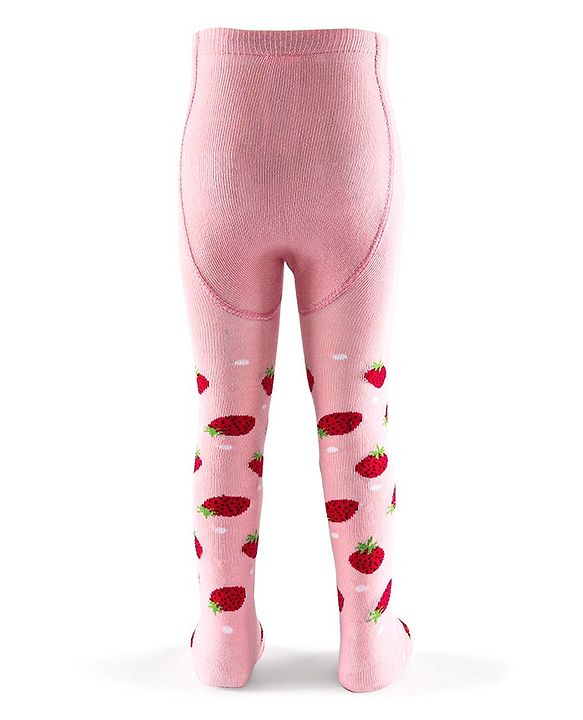 Cutewalk by Babyhug Non Terry Footed Anti Bacterial Strawberry Design Tights  - Pink