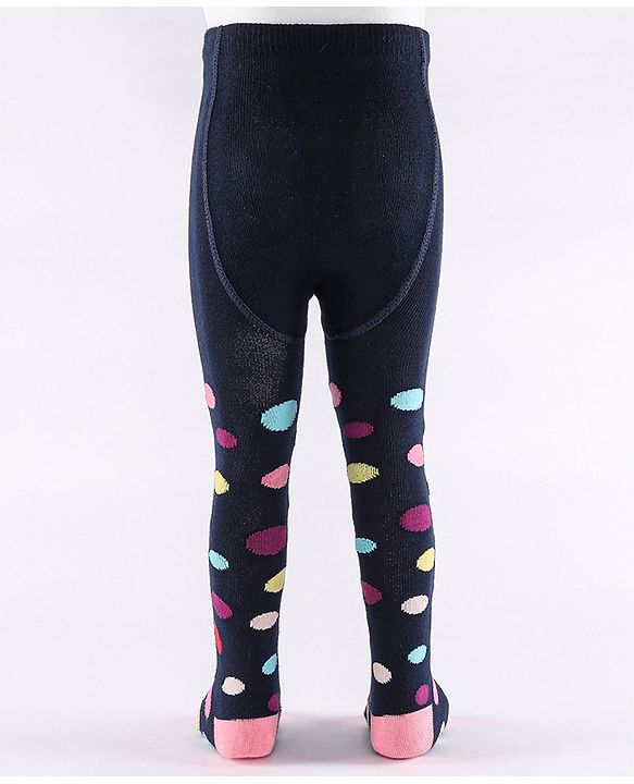 Cute Walk by Babyhug Non Terry Footed Anti Bacterial Unicorn Design Tights  - Navy Blue