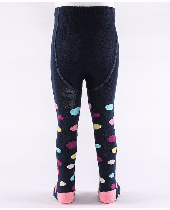 Cute Walk by Babyhug Non Terry Footed Anti Bacterial Unicorn Design Tights  - Navy Blue