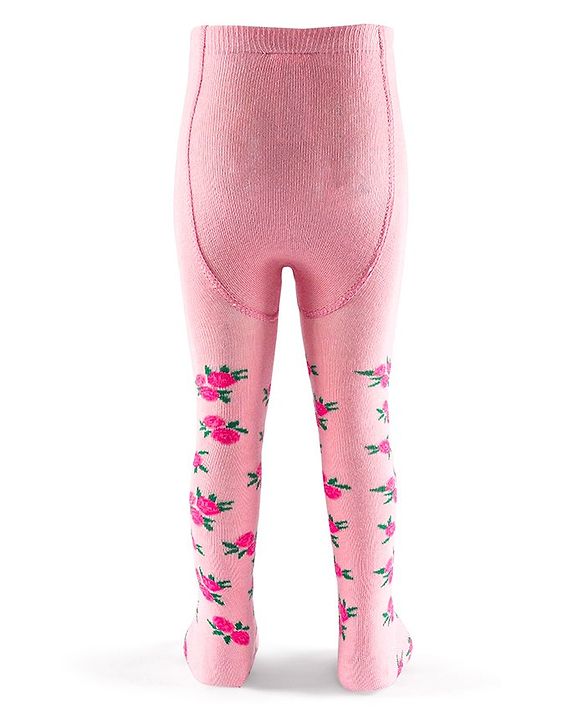 Cutewalk by Babyhug Non Terry Footed Anti Bacterial Floral Design Tights  - Pink