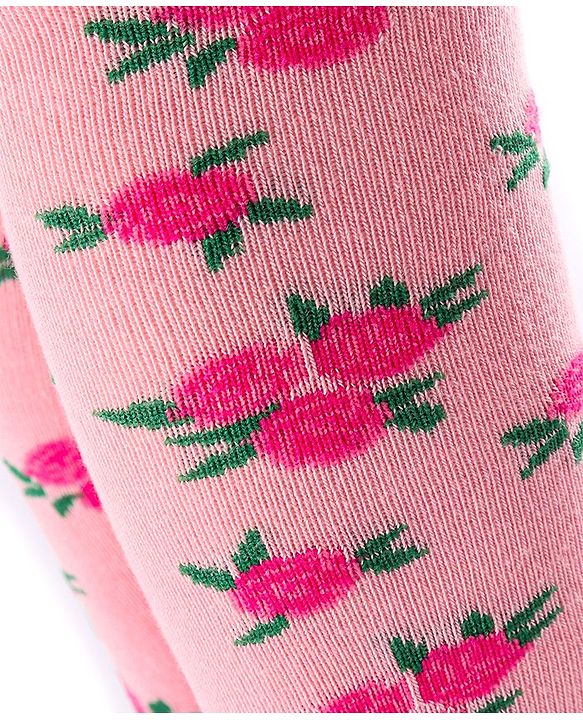 Cutewalk by Babyhug Non Terry Footed Anti Bacterial Floral Design Tights  - Pink