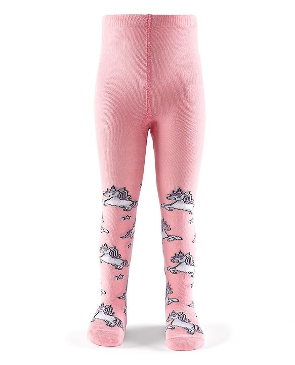 Cutewalk by Babyhug Non Terry Footed Anti Bacterial Unicorn Design Tights  - Pink