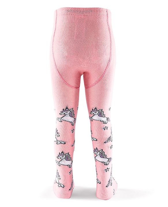 Cutewalk by Babyhug Non Terry Footed Anti Bacterial Unicorn Design Tights  - Pink