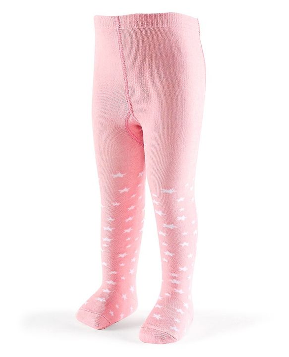 Cutewalk by Babyhug Non Terry Footed Anti Bacterial Star Design Tights  - Pink